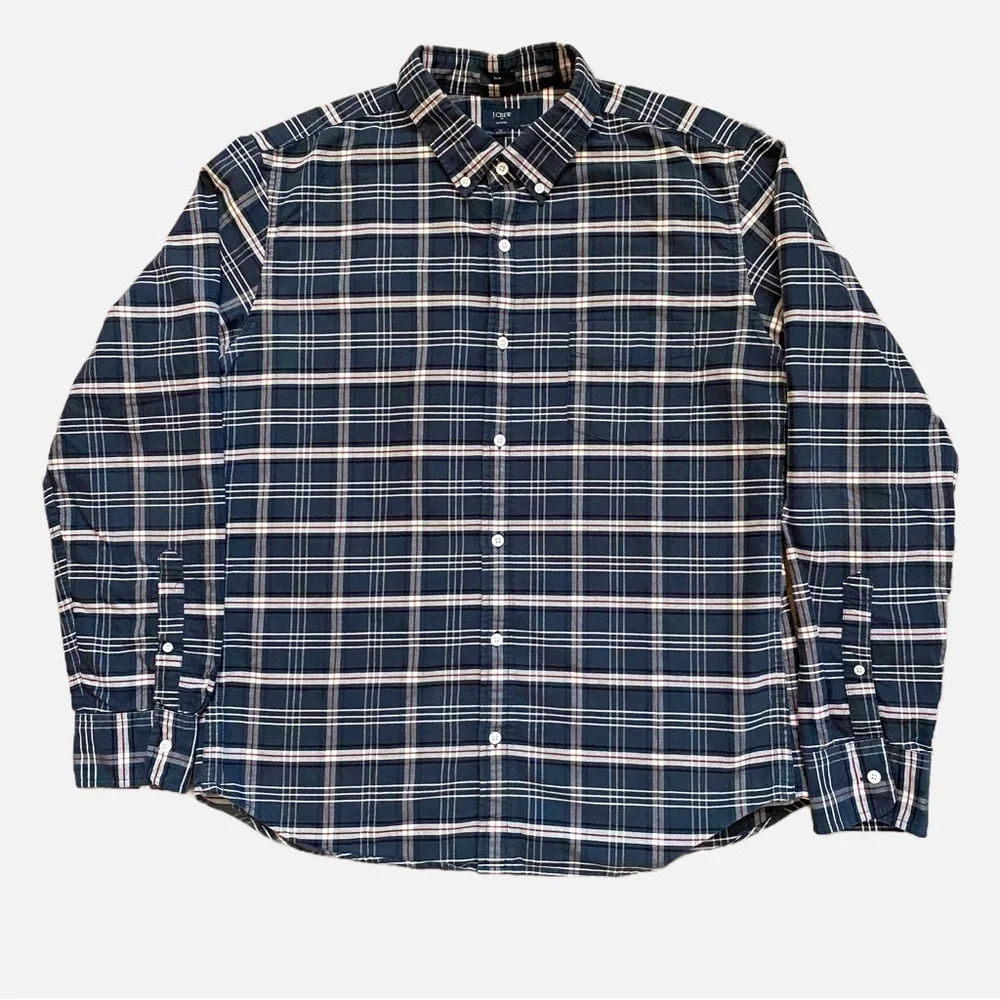 J. Crew Men’s Oxford Flannel Plaid Button Up Size X-Large Slim Fit